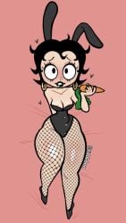 alternate_version_available betty_boop bunny_ears bunnysuit carrot fishnets nipple_slip thick_thighs tiddybaa_(artist)