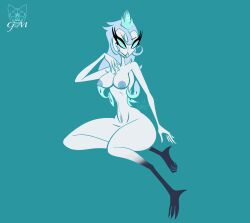 1girls accurate_art_style andrealphus_(helluva_boss) anthro areola avian beak bird blue_background blue_hair breasts claws feathers female_andrealphus gatojack3 genderswap genderswap_(mtf) hair helluva_boss hi_res mtf_crossgender nipples nude owl owl_demon rule_63 seductive short_hair simple_background sitting skinny_female small_waist smile solo thick_thighs vivienne_medrano wasp_waist white_body white_feathers