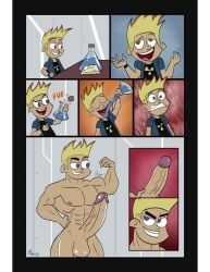 1boy ameizing_lewds cocky dantheman experiment growth johnny_test johnny_test_(series) lad male male_only muscular muscular_male potion ripped_clothing solo tough_guy transformation