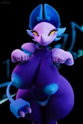 1girls ass_focus ass_grab big_breasts breasts bubble_ass bubble_butt clothing curvy_body curvy_female curvy_figure deltarune female female_focus furry geodat64 robot robot_girl skimpy tail tasque_manager_(deltarune) thick_thighs topless wide_hips