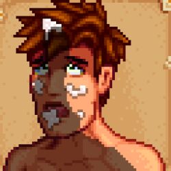 alex_(stardew_valley) cum cum_on_face dick_shadow gay pixel_art