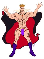 1boy abs bara biceps big_bulge blueboybara bulge bulging_biceps cape caucasian caucasian_male disney disney_villains genderbend genderswap genderswap_(ftm) hairy_chest huge_bulge looking_at_viewer male male_only muscles muscular muscular_male pecs penis_outline rule_63 shirtless_male snow_white_and_the_seven_dwarfs solo solo_male the_evil_queen thick_thighs thong underwear