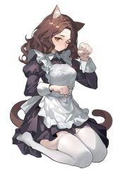 1girls cat_ears cat_tail cute elden_ring female female_only fromsoftware fully_clothed haoshiliu58582 maid maid_headdress maid_uniform melina_(elden_ring) socks solo stockings thigh_socks thighhighs white_socks zettai_ryouiki