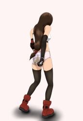 1girls bottomless diaper diaper_check female female_only final_fantasy final_fantasy_vii final_fantasy_vii_remake leaking_diaper messy_diaper morpheus_(artist) peeing peeing_self pull-up_diaper solo standing standing_pee tifa_lockhart urine wet_diaper white_background