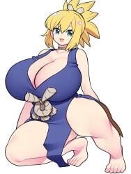 1girls bellupup big_breasts big_thighs blonde_hair breasts busty clothing curvy dr.stone female female_only huge_breasts huge_thighs kohaku_(dr.stone) large_breasts large_thighs solo thick_thighs thighs voluptuous white_background