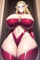 ai_generated blonde_hair blue_eyes cleavage curvaceous curvy curvy_figure gigantic_breasts huge_breasts huge_cleavage huge_hips long_hair looking_at_viewer massive_thighs nai_diffusion princess_zelda red_latex red_latex_suit seductive_smile shiny_clothes shiny_hair shiny_latex shiny_skin stable_diffusion the_legend_of_zelda thick_thighs thunder_thighs voluptuous wide_hips