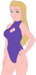 1girls adora blonde_hair blue_eyes boob_window breasts cleavage eyebrow_raise female female_only gonotex hand_on_hip human large_breasts light-skinned_female light_skin long_hair looking_at_viewer one-piece_swimsuit princess_resort purple_one-piece_swimsuit purple_swimsuit she-ra_and_the_princesses_of_power smile solo solo_female standing swimsuit transparent_background very_long_hair