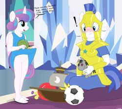 absurd_res age_difference anthro duo equid equine female flurry_heart_(mlp) friendship_is_magic genitals hasbro hi_res horse male mammal my_little_pony pony presenting presenting_pussy pussy royal_guard_(mlp) tolpain toy younger_female