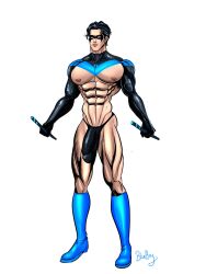 1boy abs bara biceps big_bulge big_chest big_pecs blueboybara bulge bulging_biceps caucasian caucasian_male dc dc_comics dick_grayson huge_bulge huge_chest huge_pecs male male_only masked muscle_growth muscles muscular muscular_male nightwing pecs penis_outline smooth_chest smooth_skin solo solo_male standing superhero thick_thighs thong underwear