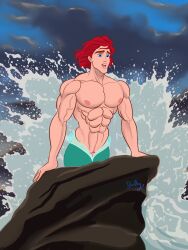 1boy abs ariel bara biceps big_chest big_pecs blueboybara bulging_biceps caucasian caucasian_male disney disney_prince genderbend genderswap genderswap_(ftm) huge_chest huge_pecs male male_only merman muscles muscular muscular_male ocean outdoors outside pecs red_hair rule_63 smooth_chest smooth_skin solo solo_male the_little_mermaid water