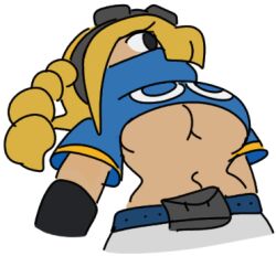 1girls bananalizard blonde_hair breasts cleavage colored drawpile hair_over_one_eye jet_(lethal_league) large_breasts lethal_league lethal_league_blaze pigtails solo transparent_background underboob white_skin