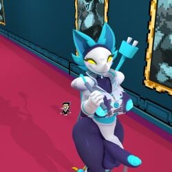 1:1 3d_(artwork) anthro big_breasts blender_(software) blender_eevee blue_body blue_fur blush breasts cally3d clazzey clothed clothing cryptiacurves deltarune digital_media_(artwork) felid female fur futanari genitals gloves glowing goosin handwear hi_res humanoid its_the_big_shot_himself_spamton_g_spamton mammal mouse_cursor partially_clothed penis simple_background solo spamton_g._spamton spamton_g_spamton tasque_manager_(deltarune) torn_clothing undertale_(series) zipper