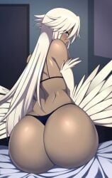 1girls ass female female_only gyaru harpy lindaroze lingerie milf monster_girl monster_musume_no_iru_nichijou papi's_mother_(monster_musume) solo