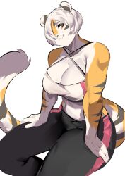 1girls amber_eyes anthro arknights big_breasts breasts female mx99926 solo solo_female thick_thighs tiger tiger_girl waai_fu_(arknights) wide_ships