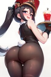 1girls ai_generated black_hair bubble_butt bunny_ears bunnysuit female_focus female_only honkai:_star_rail honkai_(series) huge_breasts looking_at_viewer looking_back pom-pom_(honkai:_star_rail) rua_ai smiling_at_viewer stable_diffusion twintails