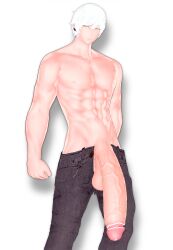 1boy 3d abs big_penis exposed_penis gigantic_penis handsome huge_cock huge_cock hyper_penis koikatsu large_penis light-skinned_male light_skin long_penis male male_only muscular_male penis_to_the_knees tall_male thick_penis too_big white_hair xxios