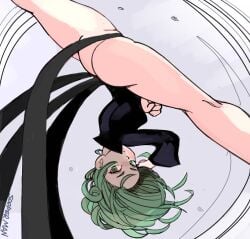 1girls ass big_ass big_butt butt fat_ass female female_only green_hair light-skinned_female light_skin looking_at_viewer no_panties one-punch_man solo solo_female solo_focus sooperman tatsumaki thick_thighs thighs wide_hips