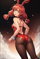 ai_generated bunnysuit from_behind_angle red_hair ulyana_(everlasting_summer) ussr-tan