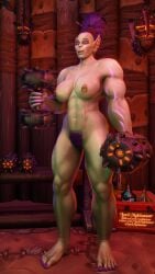 2023 blizzard_entertainment bodybuilder female female_only hairy_pussy horde_(warcraft) lifting_weights lord_maldazzar mazoga_bladescar muscular muscular_female naked naked_female orc orc_(warcraft) orc_building orc_female original_character solo solo_female sweat sweaty_breasts warcraft world_of_warcraft