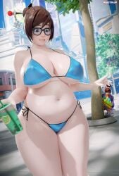 2boys 2girls 3d big_breasts big_thighs bikini blue_bikini blue_swimsuit breasts busty clothed curvy d.va female fugtrup glasses hd hi_res high_quality high_resolution highres huge_breasts huge_thighs humiliation large_breasts large_thighs mei_(overwatch) navel overwatch public swimsuit thick_thighs thighs tree voluptuous water_gun wet