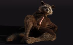 3d_(artwork) 5_fingers 5_toes absurd_res anthro balls biped black_nose blender_(software) brown_body brown_eyes brown_fur cheek_tuft claws cybernetics digital_media_(artwork) disney erection facial_markings facial_tuft feet finger_claws fingers fur genitals guardians_of_the_galaxy head_markings hi_res hybrid_genitalia hybrid_penis looking_at_viewer lying machine male male_only mammal markings marvel mask_(marking) multicolored_body multicolored_fur nude nude_anthro nude_male on_back penis pink_penis plantigrade procyonid raccoon ring_(marking) ringtail rocket_raccoon rockyrcoon simple_background solo spread_legs spreading tail tail_markings toe_claws toes tuft whiskers white_ear_tips white_muzzle