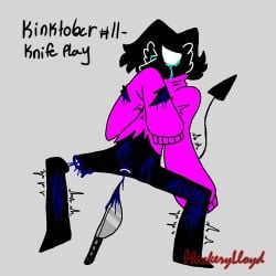 1girls ambiguous_species amputated_leg amputee anthro anthro_female anthro_only black_body black_fur blade blood blue_blood bottomless bottomless_female canid canine cloaca clothes clothing dark_blue_blood devil_may_cry devil_tail digital_media_(artwork) female female_anthro female_furry female_only female_solo fur furry furry_female furry_only furry_solo genitals gore grey_background guro injured jpeg jumper kinktober kinktober_2025 knife knife_play knifeplay lee_wolfdog no-human no_human no_humans no_pupils non-human non-human_only non_human oc oc_only one_eye_closed one_eye_open only_female only_furry original_character plain_background pupiless_eyes purple_clothing purple_sweater pussy rotary_dial_(lee_wolfdog) self_harm selfharm simple_background sitting sitting_down solo solo_anthro solo_female solo_furry solo_oc sweater tail torn_clothes torn_clothing tremble_lines tremble_spikes trembling vulva weapon