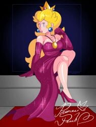 1girls animated breasts dress female flash_photography funnyhoohooman mario_(series) nintendo princess_peach princess_peach_(all-stars_commercial) sparkles sparkling_dress super_mario_all-stars super_mario_bros. tagme thighs