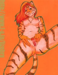 anthro breasts feline female fur furry lizebra looking_at_viewer nude pussy solo spread_pussy spreading tiger