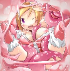 bag blonde_hair blush breasts clothing frfr large_breasts pointy_ears purple_eyes rape tentacle tentacle_pit tentacle_rape vore