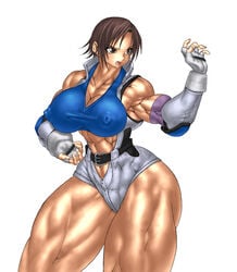 abs brown_eyes brown_hair erect_nipples extreme_muscles female female_only human kazama_asuka muscle muscular_female purukogi solo tekken