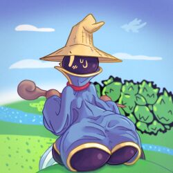 ass big_ass black_mage black_skin bubble_butt clothing final_fantasy hat huge_ass mage notanalt robe self_upload solo wizard wizard_hat yellow_eyes