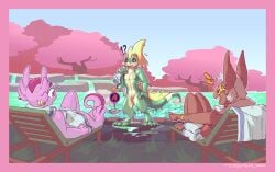 2025 absurd_res accident accidental_exposure aliasing amphibian animal_genitalia anthro aseprite_(artwork) axolotl axolotl_leaper_(windblown) basilisk_leaper_(windblown) bat bat_leaper_(windblown) black_sclera blush brown_body chair clothing day detailed_background digital_drawing_(artwork) digital_media_(artwork) digitigrade dripping dyyrlysh ear_piercing ear_ring embarrassed external_gills eyewear furgonomics furniture furry-specific_piercing genital_slit genitals gesture gill_piercing gills green_body green_eyes group hand_gesture helmeted_lizard hi_res interrobang laughing_at_another lizard lost_clothes lounge_chair male male/male mammal marine mole_salamander outside penis penis_tip piercing pink_body pink_eyes plant pointing pointing_at_another pointing_at_penis reptile ring_piercing salamander scalie shaded sitting standing sunglasses surprised tail tenting towel tree trio wardrobe_malfunction water wet wet_body windblown_(game)