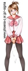 1futa blue_eyes blush brown_hair cum dusty_heaven erection foreskin futa_only futanari human intact long_foreskin masturbation pantyhose penis school_uniform serafuku short_hair solo solo_futa uncensored uncut unretracted_foreskin veiny_penis