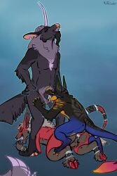 2018 absurd_res all_fours anal anal_sex animal_genitalia animal_penis anthro anthro_on_anthro anthro_penetrated anthro_penetrating anthro_penetrating_anthro asmodeus_(character) balls bat black_body black_fur black_hair black_penis blue_body bodily_fluids bruvelighe canid canid_demon canine canine_genitalia canine_penis cloven_hooves cum cum_from_ass cum_from_mouth cum_in_ass cum_in_mouth cum_inside demon ear_piercing ear_stud equid equine equine_genitalia equine_penis erection facial_hair fur gauged_ear genital_fluids genitals goatee grey_body grey_fur group hair hand_on_head hellhound hi_res hooves horn knot knotted_penis leaking_cum male male/male male_anthro male_penetrated male_penetrating male_penetrating_male mammal mane meldritchhorror misterrius_(character) mythological_canine mythological_creature mythological_equine mythology nipples non-euclidean_sex nude nude_anthro nude_male open_mouth penetrating_while_penetrated penetration penile penile_penetration penis penis_in_ass penis_in_mouth piercing pink_penis portal_mouth portal_sex red_body red_fur red_penis sex simple_background slightly_chubby slightly_chubby_anthro slightly_chubby_male standing tail thinking_with_portals trio unicorn warpjaw yellow_body