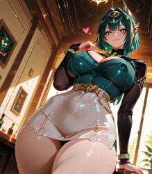 1boy 1girls ai_generated ass beach bed bikini breasts cat_ears cat_tail duo female genshin_impact genshin_impact_event genshintales green_eyes green_hair house huge_ass huge_breasts large_breasts light_skin male nefer neko nod-krai ocean ocean_background penis pussy red_lipstick summer summer_uniform swimsuit