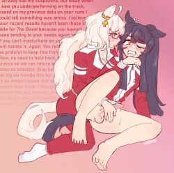 1futa 1girls 2d 2d_(artwork) ahoge animal_ears animal_humanoid animal_tail artist_name balls barefoot biwa_hayahide_(umamusume) black_hair blonde_hair blush blush_lines bottomless bottomless_futa cleavage clothed clothed_female clothed_futa clothing dialogue dickgirl dickgirl/female dominant dominant_female domination english_dialogue english_text equine_humanoid erect_penis erection eyebrows_visible_through_hair eyewear feet femdom femsub fully_clothed fully_clothed_female futa_sans_pussy futa_with_female futanari glasses gradient_background handjob hi_res horse_ears horse_futa horse_girl horse_humanoid horse_tail incest incest_(lore) jacket leaking leaking_precum long_hair looking_at_another looking_at_partner looking_pleasured mammal_humanoid medium_balls medium_penis nadia_nova narita_brian_(umamusume) nonconsensual one_eye_closed pants penis precum precum_drip siblings siblings_(lore) sisters sisters_(lore) socks soles spread_legs submissive submissive_futa tail text toes track_jacket track_pants tracksuit umamusume watermark zipper