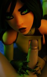 3d 3d_(artwork) black_hair blender blenderknight clothing goth goth_girl handjob high_resolution kim_possible long_hair male/female partial_male penis pov shego