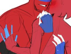 2boys blush countryhumans male male_only mark_braun_(artist) multicolored_body multicolored_skin russia_(countryhumans) russian_empire_(countryhumans) simple_background white_background yaoi