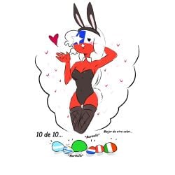 1girls argentina_(countryhumans) brazil_(countryhumans) chile_(countryhumans) clothing countryballs countryhumans countryhumans_girl easter female female_only heart mexico_(countryhumans) paraguay_(countryhumans) peru_(countryhumans) playboy_bunny spanish_text text uruguay_(countryhumans) white_hair