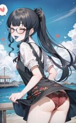 ai_generated artemis_of_the_blue black_hair blue_tongue indie_virtual_youtuber panties ponytail shark_girl skirt upskirt virtual_youtuber