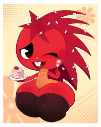 breasts buckteeth cake female flaky_(htf) fur happy_tree_friends huge_thighs legwear mondo_media mu111777 one_eye_closed pac-man_eyes porcupine small_breasts thick_thighs wide_hips