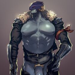 balls bara beelzemon big_penis demon digimon digimon_(species) digimon_tamers male male_only muscles muscular open_clothes open_jacket penis penis_out pon_3 seven_great_demon_lords solo solo_male tail