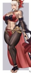 1girls abs alternate_costume arcedo bangs bare_midriff barefoot breasts cleavage cosplay dancer dark-skinned_female dark_skin dorothea_arnault_(cosplay) dorothea_arnault_(plegian)_(cosplay) female female_only fire_emblem fire_emblem:_three_houses fire_emblem_fates fire_emblem_heroes hourglass_figure large_breasts mask midriff muscular muscular_female nail_polish nintendo orange_eyes pantyhose plegian red_nails rinkah_(fire_emblem) short_hair solo white_hair wide_hips