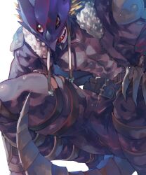 balls bara beelzemon bulge demon digimon digimon_(species) digimon_tamers fully_clothed male male_only muscles muscular penis seven_great_demon_lords solo solo_male squatting tail tixiti_mayo