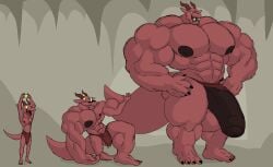 abs absurd_res anthro balls balls_expansion big_balls big_muscles big_penis black_claws bodily_fluids body_size_growth bottomwear claws clothing crown drooling expansion genital_expansion genitals growth headgear hi_res horn huge_balls huge_cock huge_muscles huge_pecs hyper hyper_balls hyper_genitalia hyper_penis kobold loincloth long_tail male muscle_growth muscular muscular_anthro muscular_arms muscular_legs muscular_male muscular_thighs nipples parttimeyeen_(artist) penis penis_expansion red_body red_nipples saliva size_transformation solo tail thick_tail thick_thighs toe_claws transformation yellow_eyes