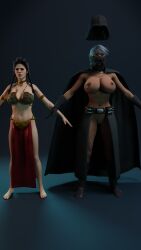 2girls 3d adriana_imai athletic athletic_female big_breasts breasts busty cleavage curvaceous curvy curvy_figure darth_vader_(cosplay) dbd dead_by_daylight digital_media_(artwork) eyebrows eyelashes eyes female female_focus female_only fit fit_female hair hips hourglass_figure huge_breasts human large_breasts legs light-skinned_female light_skin lips lucasfilm mature mature_female meg_thomas mehlabs princess princess_leia_organa_(cosplay) slave_leia_(cosplay) star_wars the_skull_merchant thick thick_legs thick_thighs thighs top_heavy upper_body voluptuous waist wide_hips