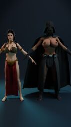 2girls 3d adriana_imai athletic athletic_female big_breasts breasts busty cleavage curvaceous curvy curvy_figure darth_vader_(cosplay) dbd dead_by_daylight digital_media_(artwork) eyebrows eyelashes eyes female female_focus female_only fit fit_female hair hips hourglass_figure huge_breasts human large_breasts legs light-skinned_female light_skin lips lucasfilm mature mature_female meg_thomas mehlabs princess_leia_organa_(cosplay) slave_leia_(cosplay) star_wars the_skull_merchant thick thick_legs thick_thighs thighs top_heavy upper_body voluptuous waist wide_hips