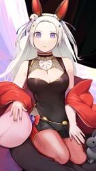 1girls alternate_costume breasts bunny_ears bunny_girl bunnysuit cleavage downdexp edelgard_von_hresvelg female female_only fire_emblem fire_emblem:_three_houses ikura_(downdexp) long_hair looking_at_viewer medium_breasts nintendo purple_eyes solo white_hair