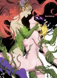 aphrodisiac arms_behind_back arms_held_back closed_eyes dc dc_comics double_penetration dubious_consent female_only leg_up legs_held_open lesbian_sex naked_female plant poison_ivy questionable_consent sarriathmg sex_pollen spoiler_(dc) stephanie_brown vines yuri