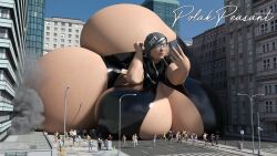 1girls 3d ass_bigger_than_body ass_bigger_than_breasts ass_bigger_than_head ass_bigger_than_torso cellphone city dokkaebi_(rainbow_six) female giantess gigantic_breasts glasses headgear holding_cellphone holding_object hyper hyper_ass hyper_breasts inflation large_breasts lying_down macro massive_ass massive_breasts meat_wall_(body_type) polakpeasant rainbow_six rainbow_six_siege